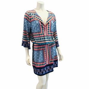 NEW Laundry by Shelli Segal Geometric Patterned Nectarine Mini Dress